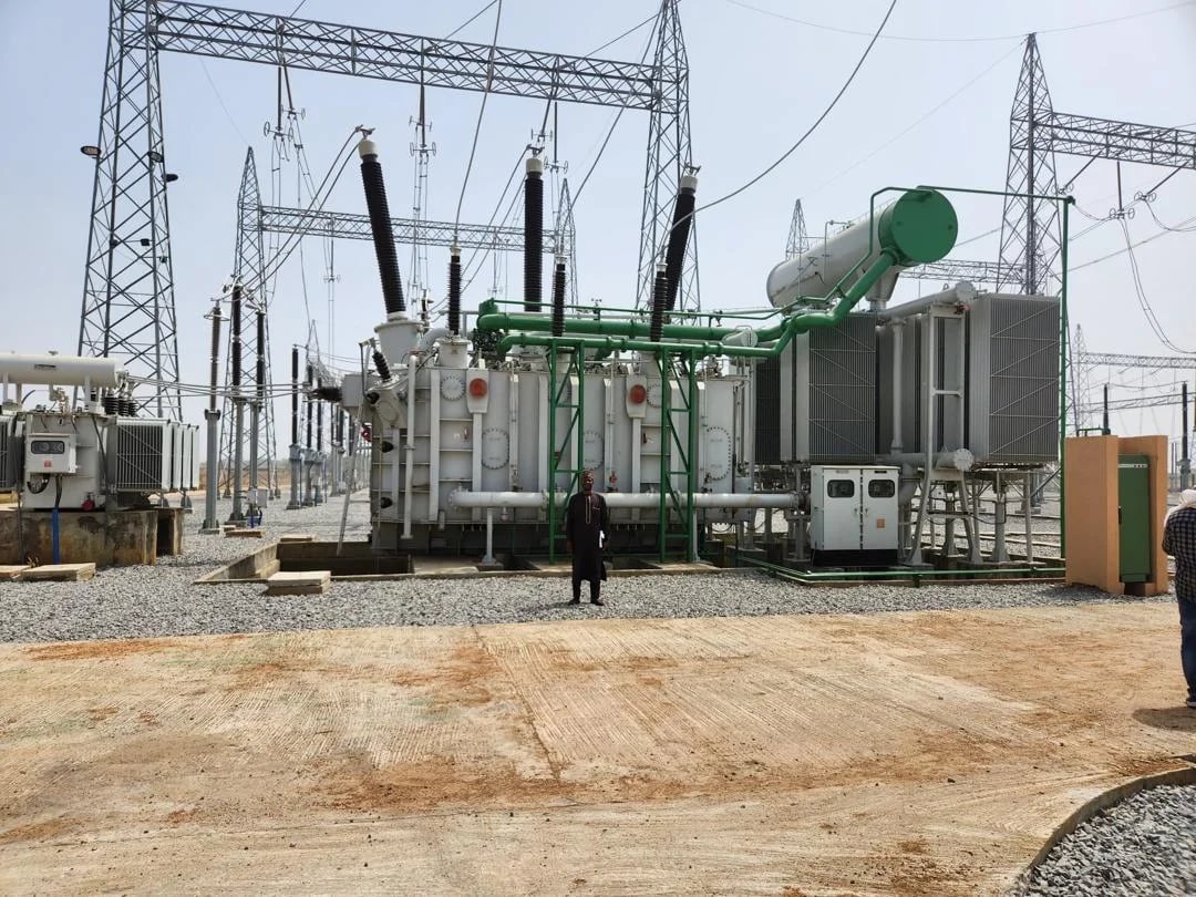 Completed power substation with transformers and switching equipment